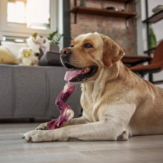 MiOYOOW Dog Bone Chew Toy, S-Shaped Dog Teething Toy with Beef Flavor for Large, Medium, Small Dogs, Aggressive Chewers