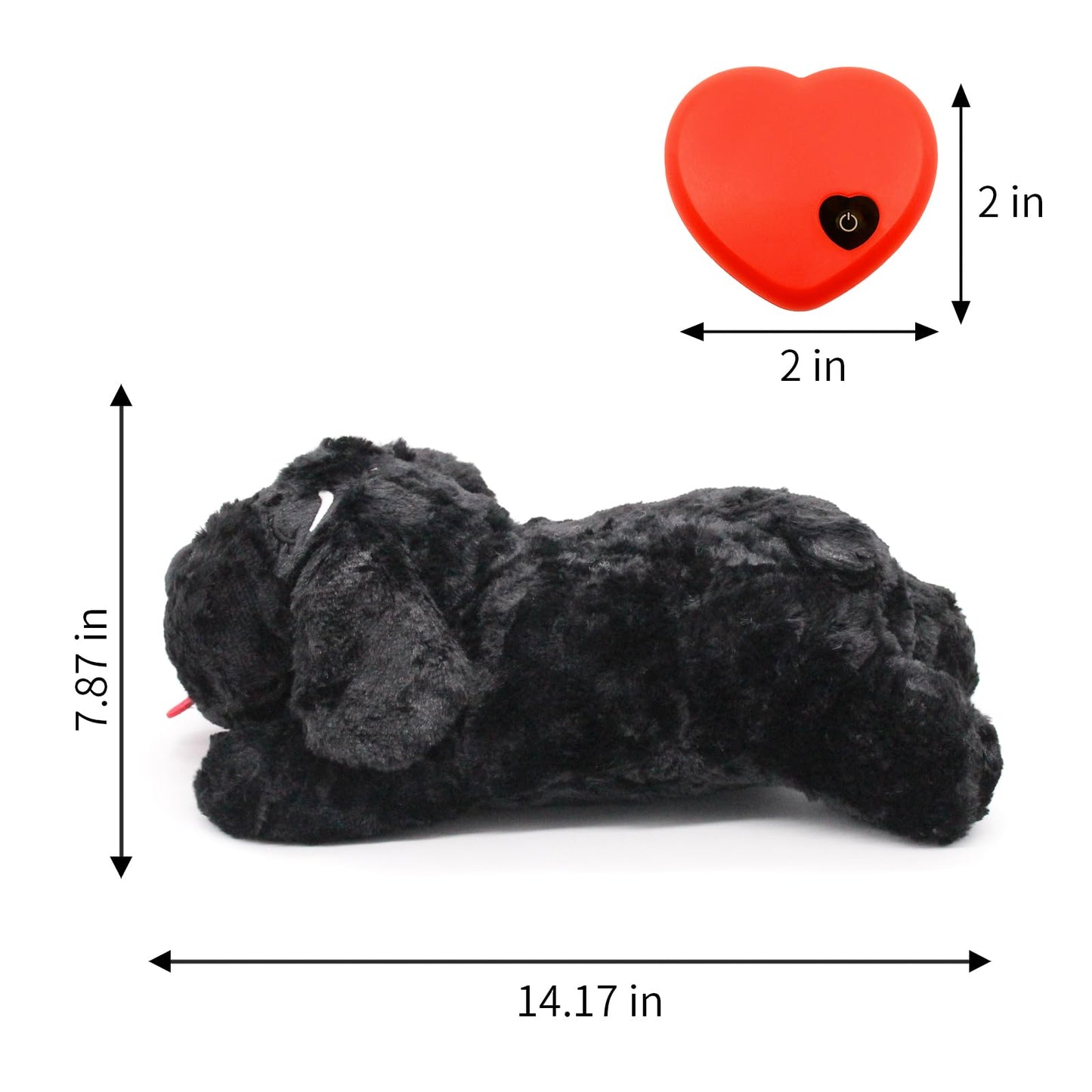 3T GROUP Heartbeat Puppy Toy Sleep Aid for Dogs,Heartbeat Dog Toy Stuffed Animal for Puppy Essentials Anxiety Relief Plush Pillow Calming Toys Keep Busy(Black)