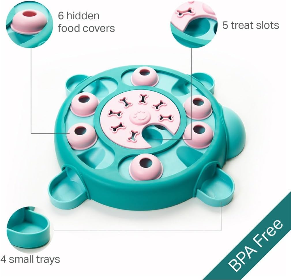 Friends Forever Dog Puzzles Toys with Slower Feeder, Interactive Toy with Food Puzzle for Stimulation and Treat Training Game, Treat Dispenser Toys for Dogs, Tortoise Puzzle