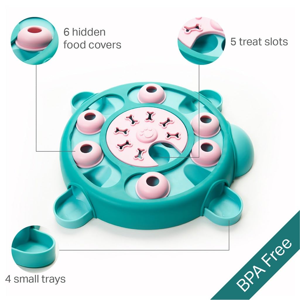 Friends Forever Dog Puzzles Toys with Slower Feeder, Interactive Toy with Food Puzzle for Stimulation and Treat Training Game, Treat Dispenser Toys for Dogs, Tortoise Puzzle