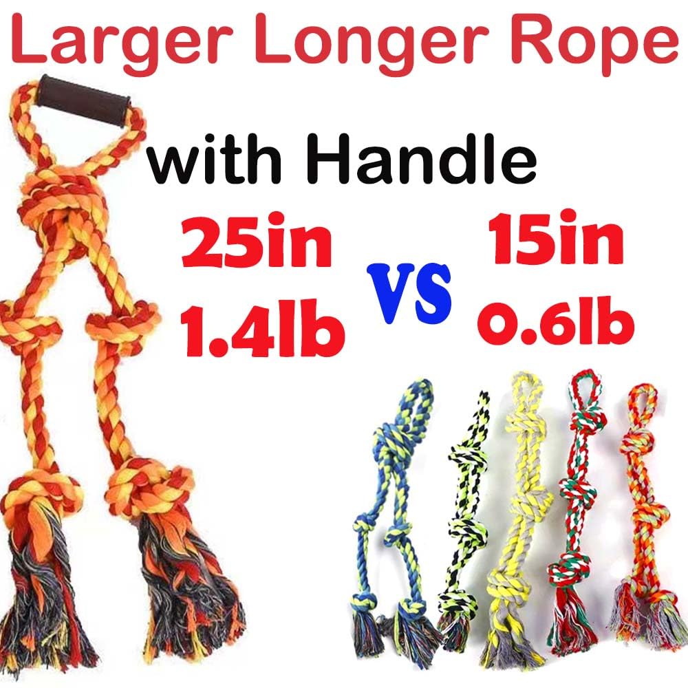 Fejapa Large Dog Rope Toys for Aggressive Chewers - Pitbull Tug of War, Heavy Duty, Outdoor, Medium to Large Breed Dog Chew Rope with Handle