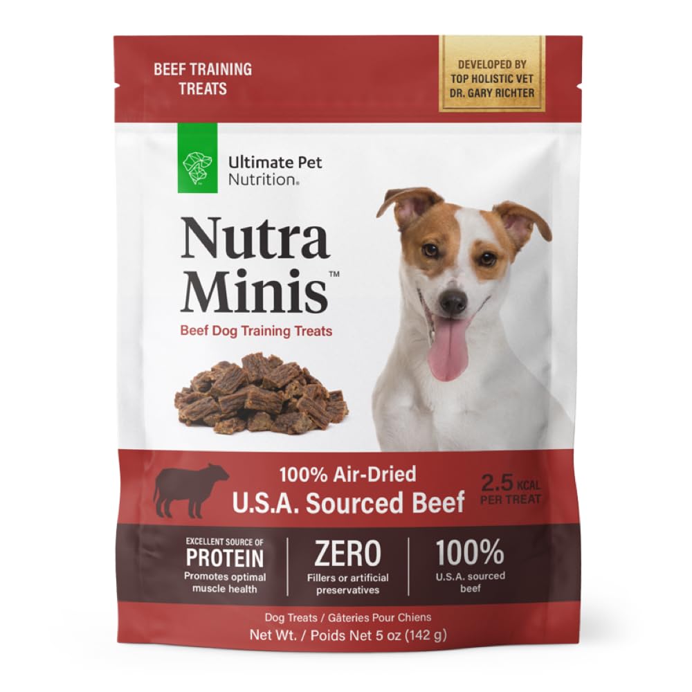 ULTIMATE PET NUTRITION Nutra Complete Freeze Dried Raw Dog Food 1 Pound Beef and Nutra Minis Beef Air Dried Treats for Dogs Bundle