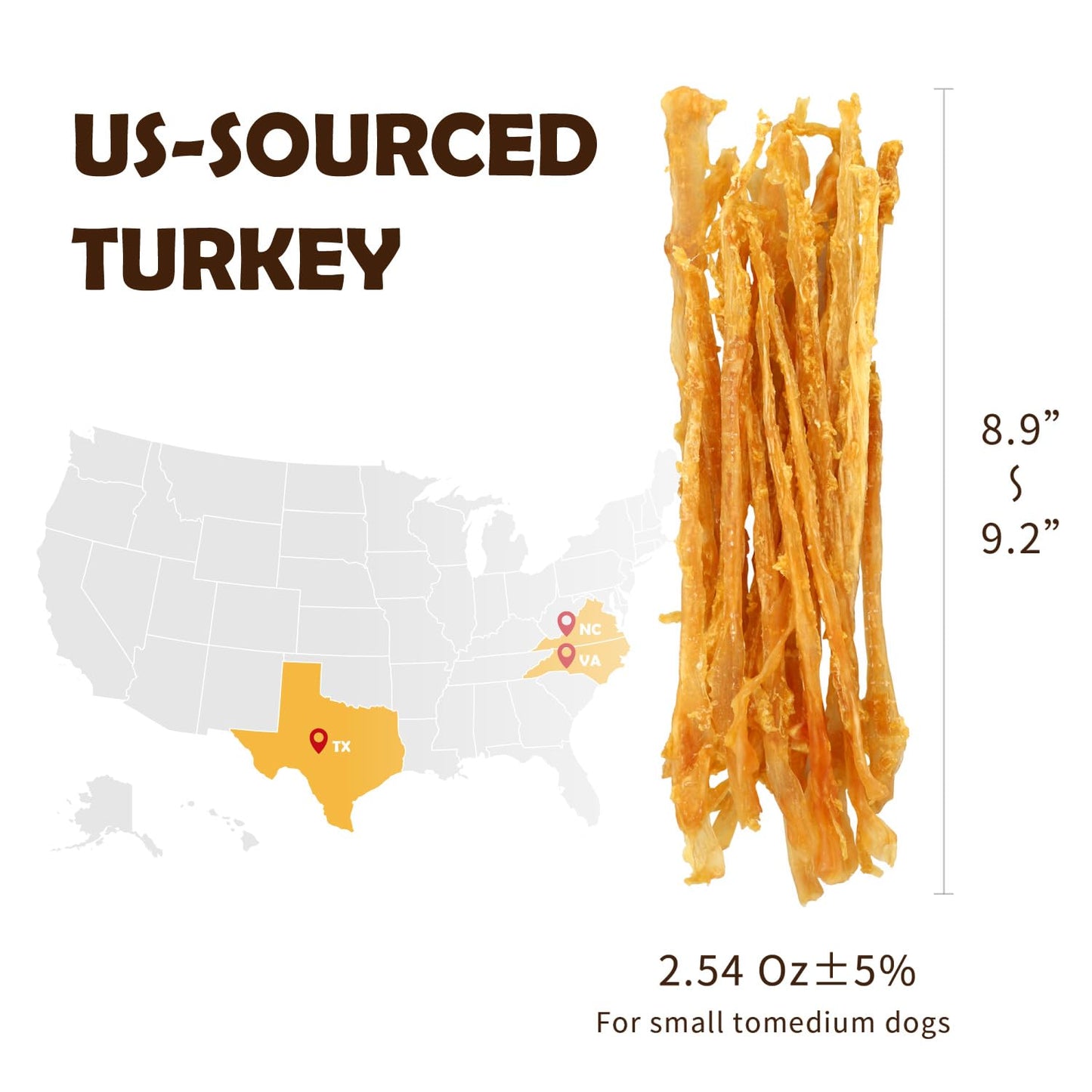 iPaw Turkey Tendons for Dogs, 100% Turkey and US Sourced Raw Material, Hypoallergenic, All Natural Human Grade Puppy Chew, Rawhide Alternative Dog Treats, 1 Unit/Pack Strip (Large)