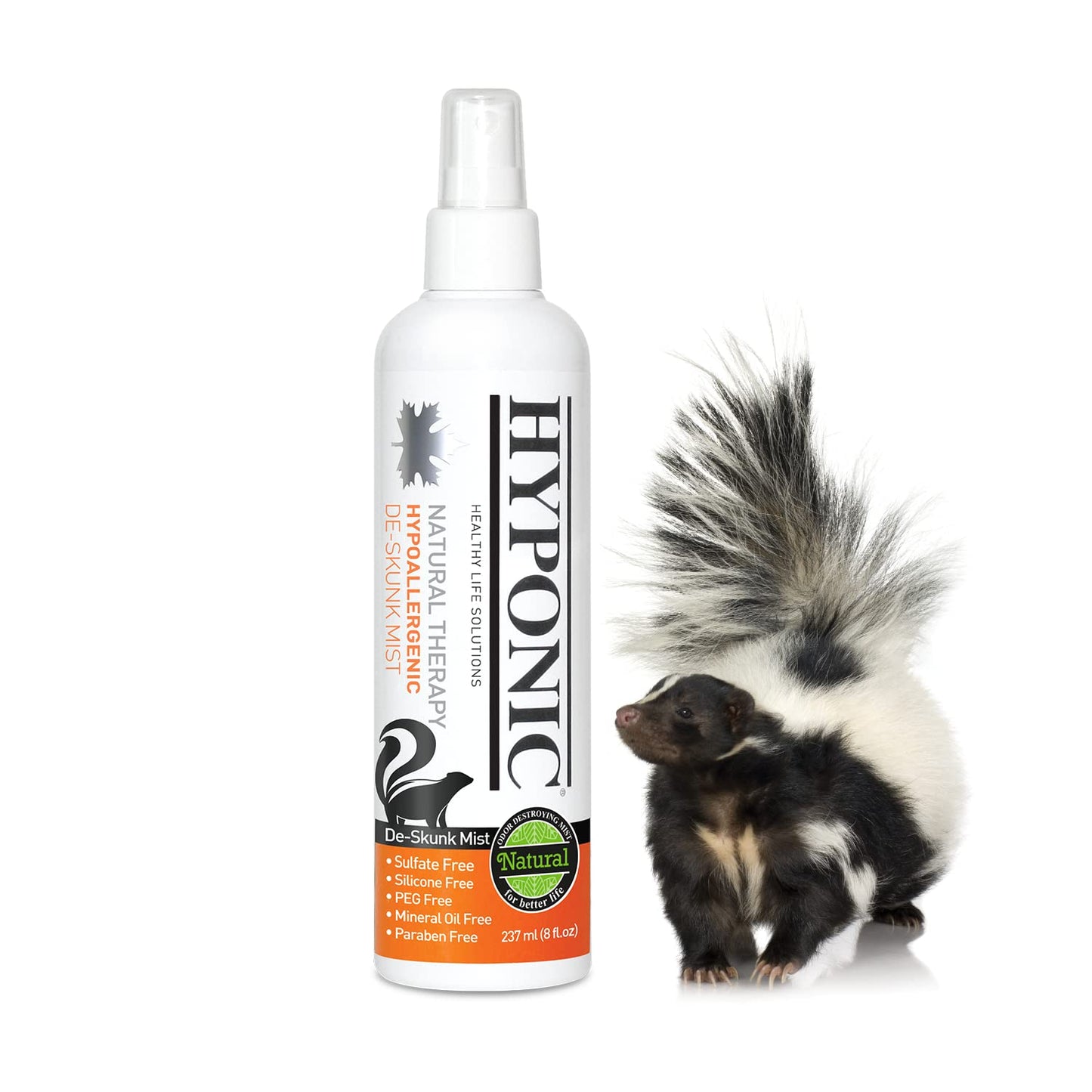 HYPONIC Hypoallergenic Premium De-Skunk Mist 8.01 oz for All Pets - Safe, Non-Toxic Skunk Odor Remover