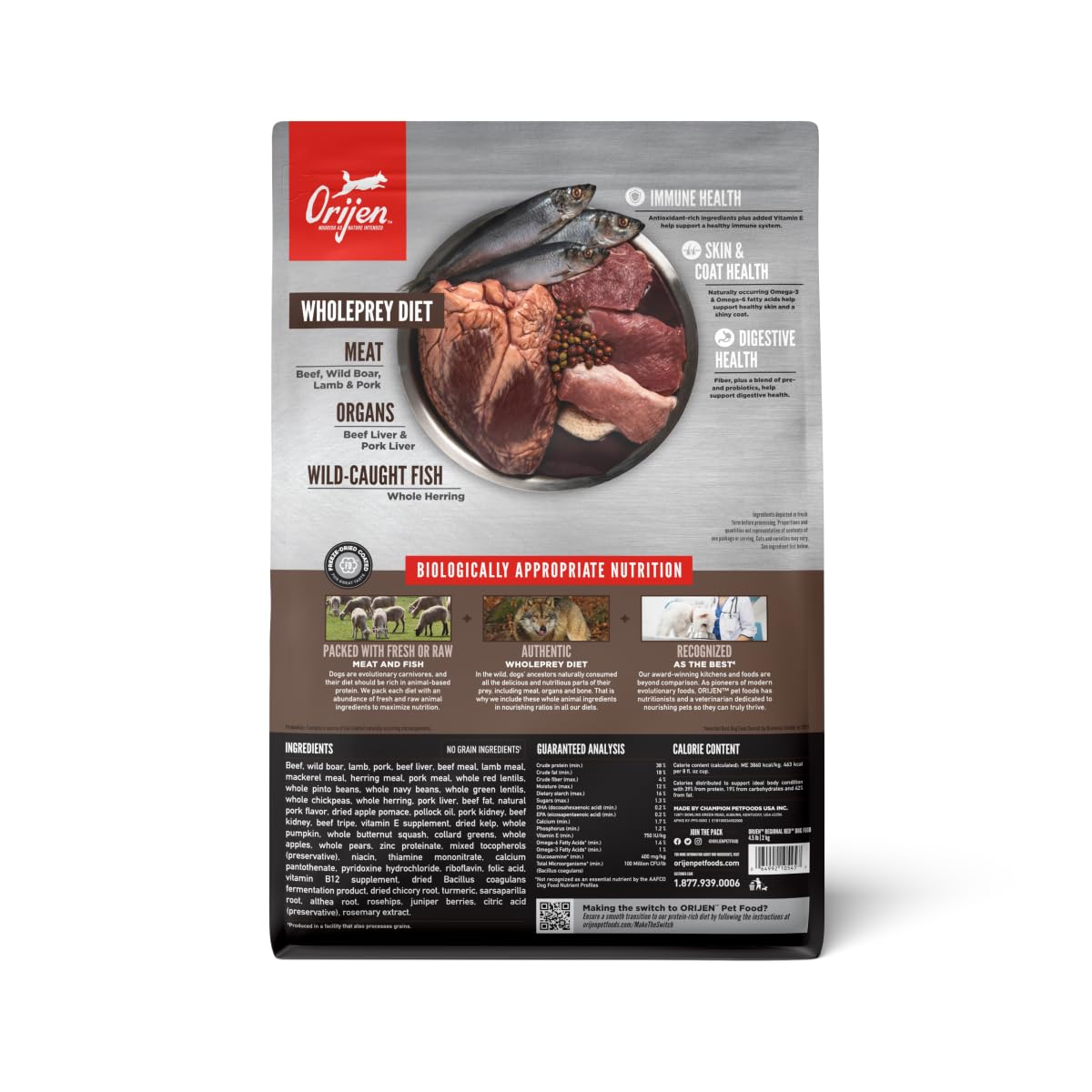 ORIJEN Grain Free Poultry Free High Protein Dry Dog Food Regional Red Recipe 4.5lb Bag