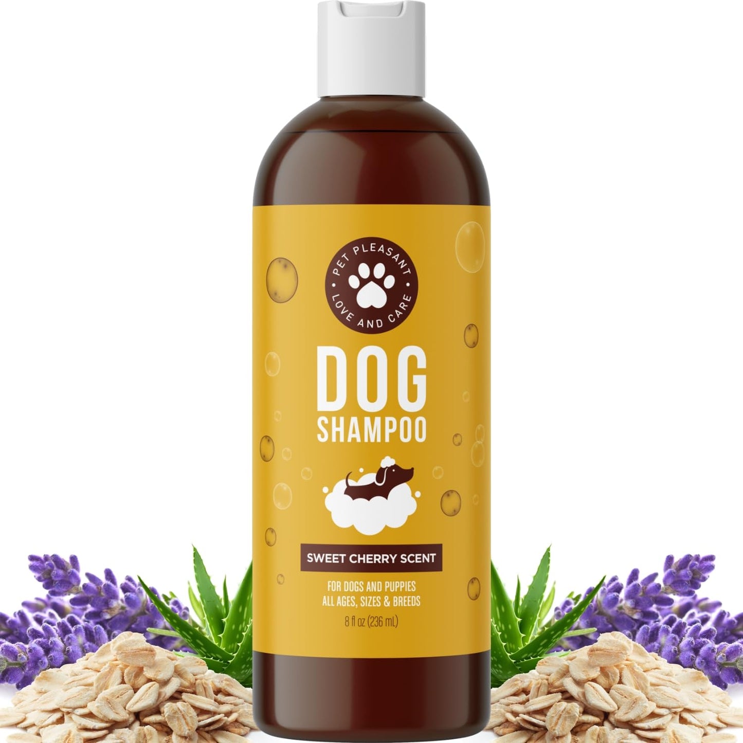 Soothing Oatmeal Shampoo for Dogs - Cleansing and Moisturizing Aloe & Oatmeal Dog Shampoo for Smelly Dogs of all Ages & Breeds - Gentle Sulfate and Paraben Free Dog Wash Made in USA (Sweet Cherry)