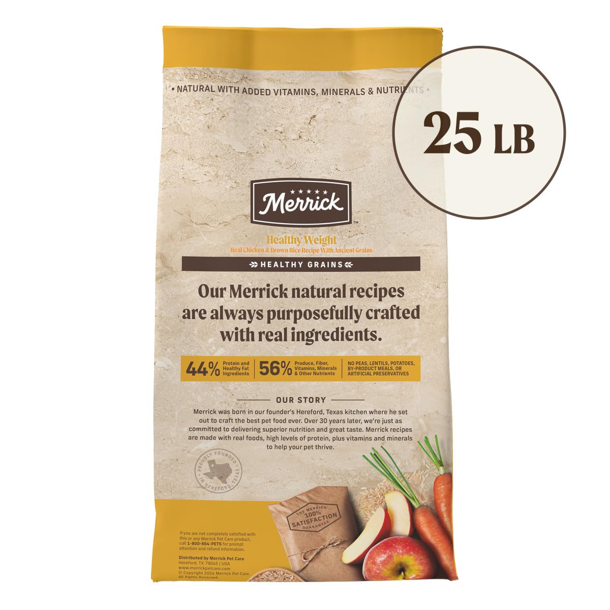 Merrick Healthy Grains Premium Adult Dry Dog Food, Wholesome and Natural Kibble, Healthy Weight Recipe - 25.0 lb. Bag