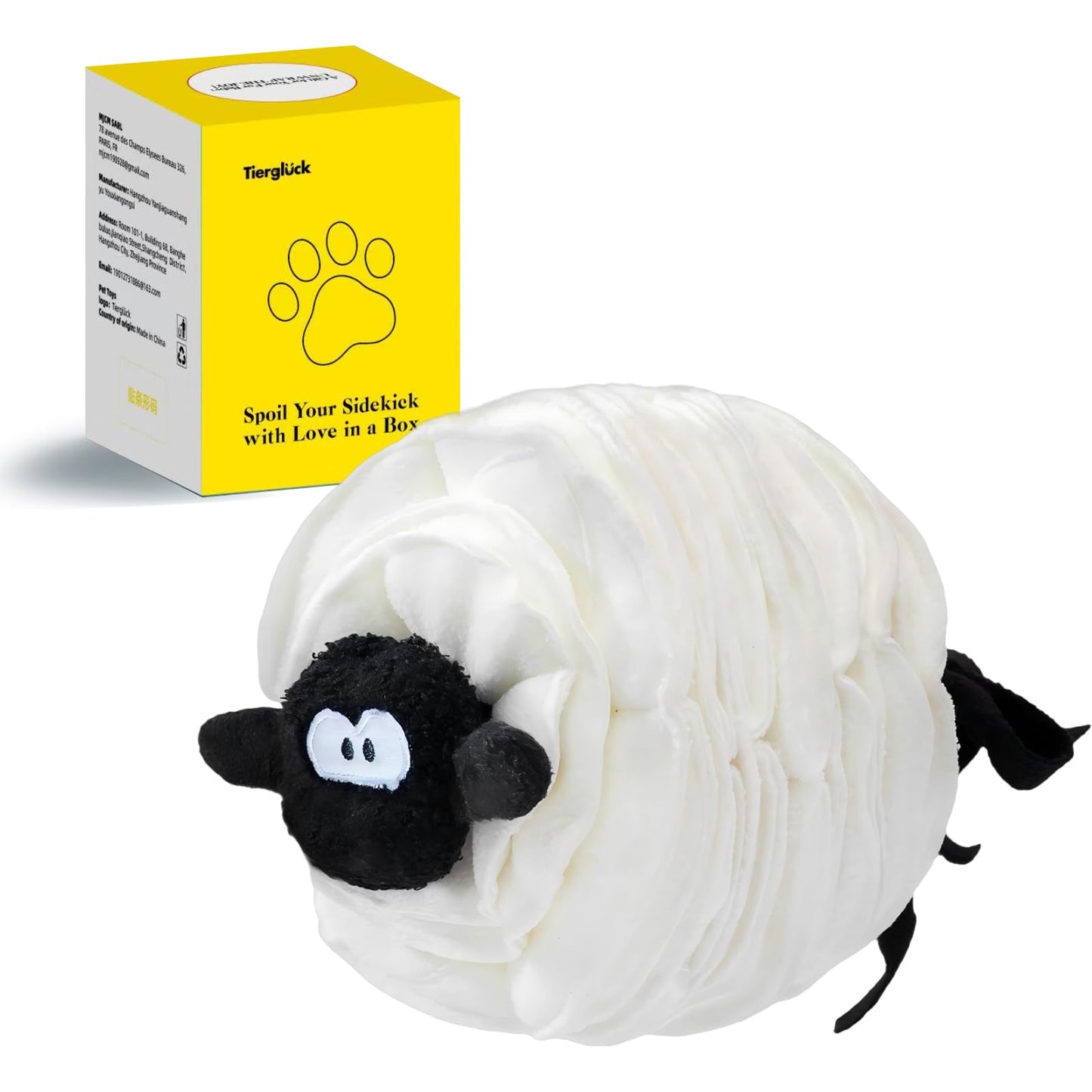 Sheep Shape Snuffle Toy for Dogs - Interactive Puzzle Feeder & Treat Dispenser, Slow Feeder Mat for Puppies to Relieve Boredom & Anxiety (Upgraded Squeaky Lamb Ball) (White)