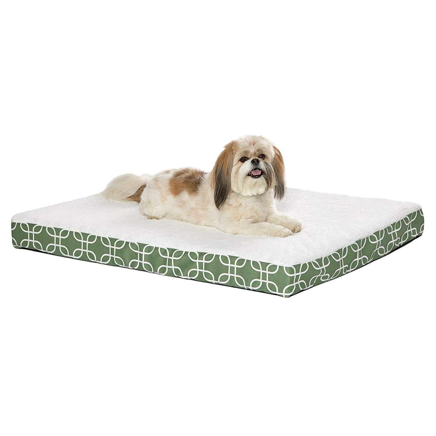 MidWest Homes for Pets Orthopedic Dog Bed w/Removable Dog Bed Cover ft. Teflon Fabric Protector, Large Dog Breed, 30 x 40 Inch, Green/White Geometric Pattern