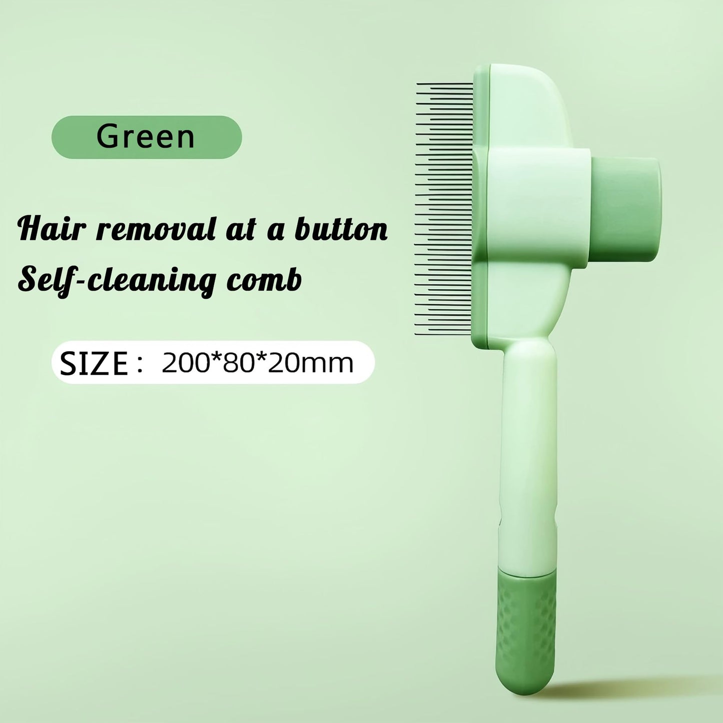 2025 Self-Cleaning Pet Hair Removal Comb & Flea Comb for Cats and Dogs Stainless Steel Grooming Brush with Release Button, De-Shedding Tool for Hair, Massaging Tangle-Free Pet Comb (Green)