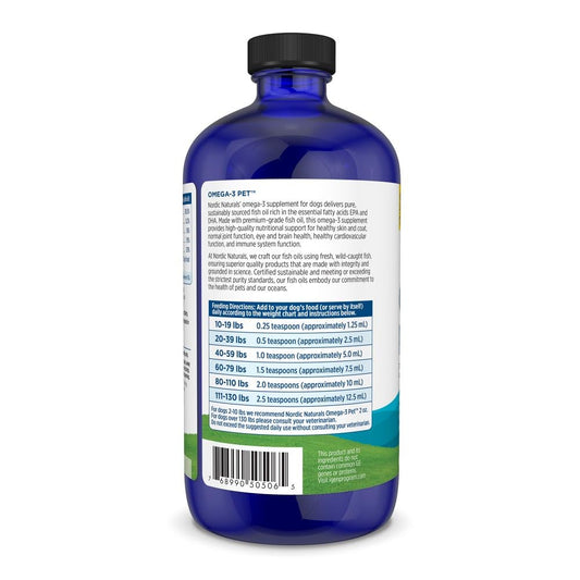 Nordic Naturals Omega-3 Pet, Unflavored - 16 oz - 1380 mg Omega-3 Per Teaspoon - Fish Oil for Large to Very Large Dogs with EPA & DHA - Promotes Heart, Skin, Coat, & Immune Health