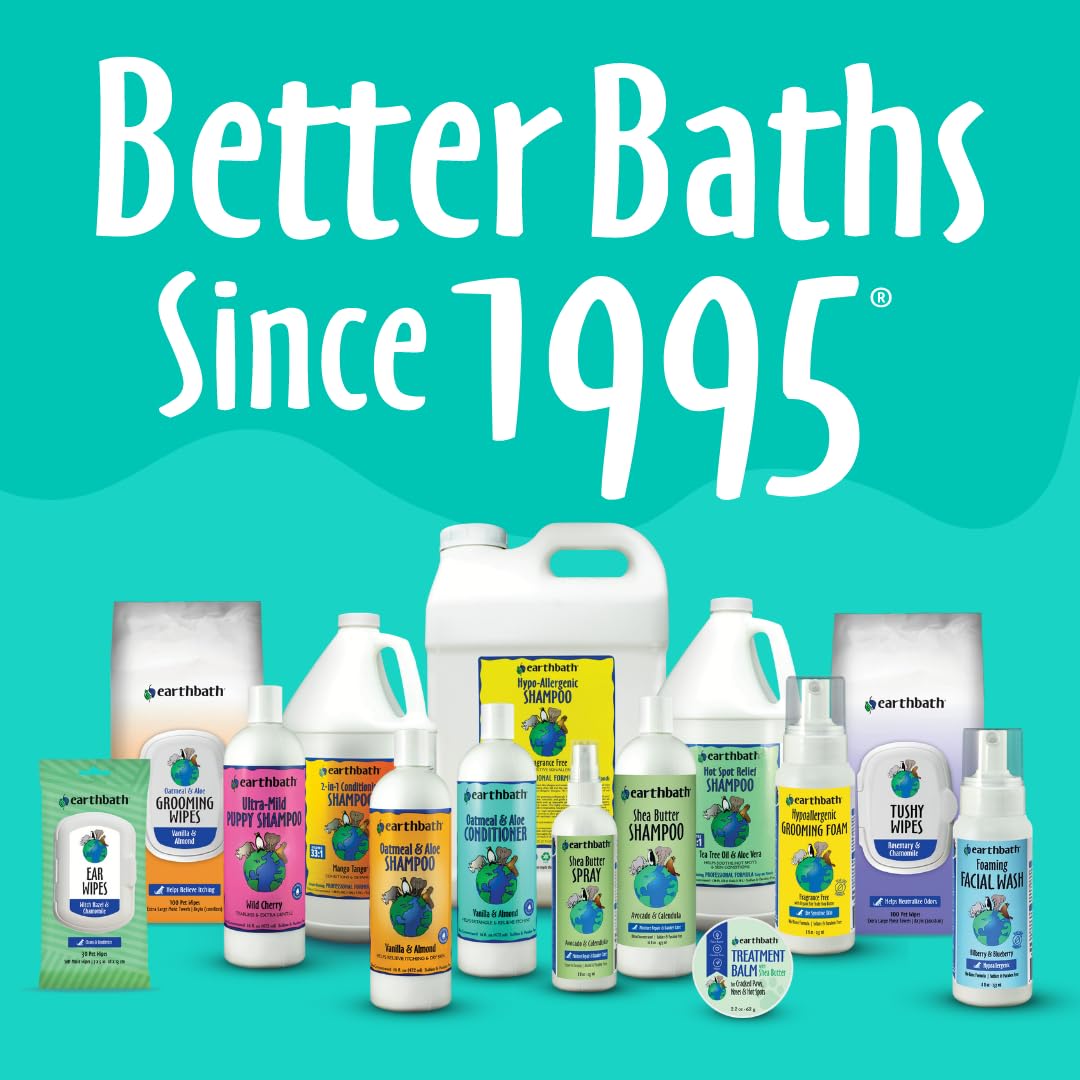 earthbath, Oatmeal & Aloe Dog Shampoo and Conditioner Set & Hypo-Allergenic Grooming Wipes - Oatmeal Shampoo for Dogs, Fragrance Free Dog Wipes for Paws and Butt, Cruelty-Free - 16 Oz Each, 30 Wipes