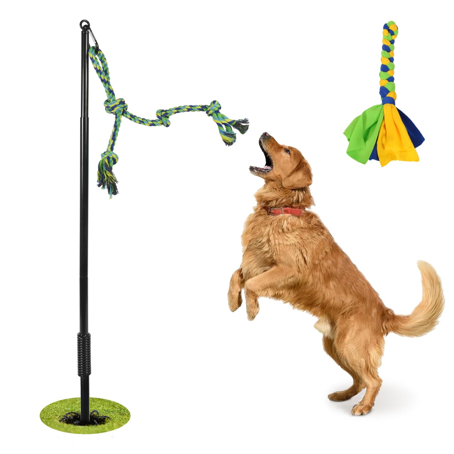 Outdoor Tug of War Dog Toy, Interactive Dog Toys with Chew Rope Toy Outside Play Equipment for Medium and Large Dogs in Yard, Park and Playground Self Play