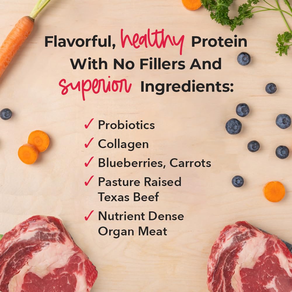 iHeartCats Nutrition Boost Beef Cat Food Topper & Seasoning - Tasty Freeze Dried Beef with Probiotics, Collagen, Salmon Oil, Blueberries & Carrots - 5 oz
