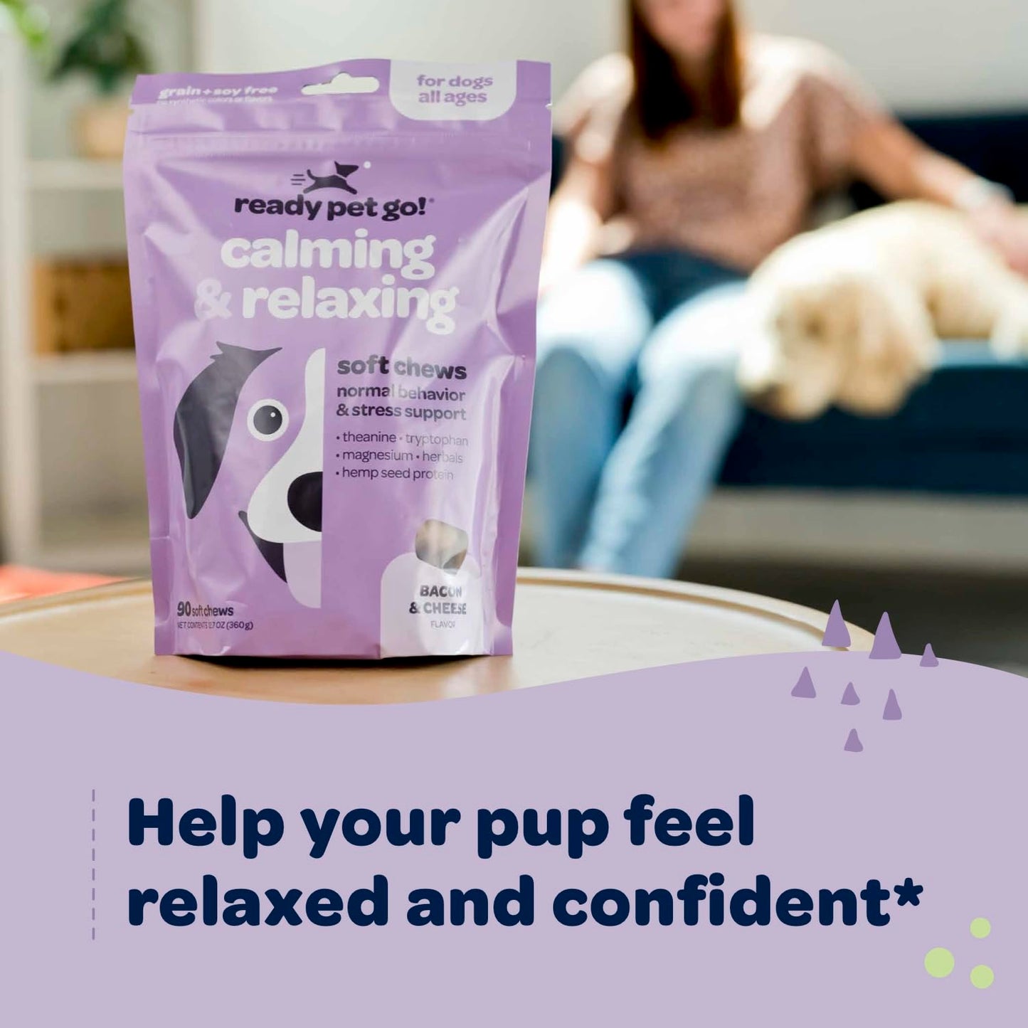 Calming Chews for Dogs | Herbal Dog Calming Chews for Anxiety from Normal and Occasional Stressors Including Separation Storms Grooming & Travel | NASC Certified & Made in The USA | 90 Count
