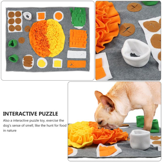 Totority Dog Slow Food Pad - Interactive Snuffle Mat for Dogs Multi-Color Flannel Sniffing Pad for Stress Relief and Engaging Feeding Experience