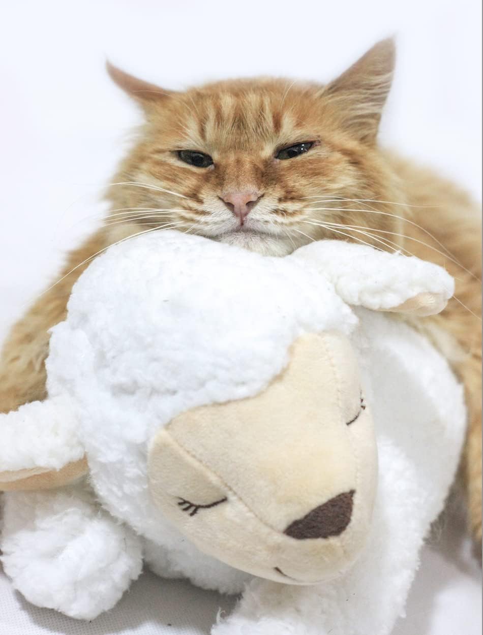 HonourHope Dog Heartbeat Toy for Anxiety Relief, Soft Plush Pet Calming Aid - Sheep
