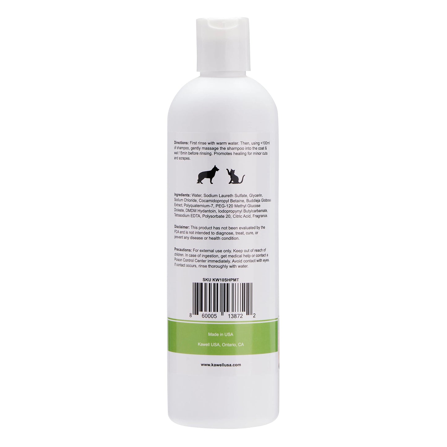 Kawell USA Natural Dog Shampoo for Dry Sensitive Itchy Skin, Hot Spots - Anti-Inflammatory, Antifungal, Anti-Shedding Grooming Shampoo with Matico Healing Properties - for Healthy Skin and Coats, 12oz