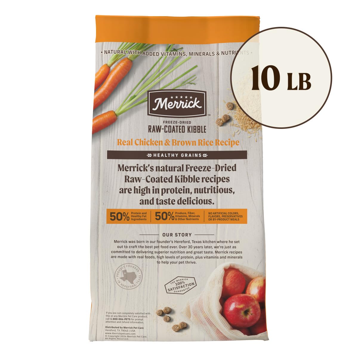 Merrick Healthy Grains Freeze Dried Raw Coated Kibble, Natural High Protein Dog Food, Chicken and Brown Rice - 10.0 lb. Bag