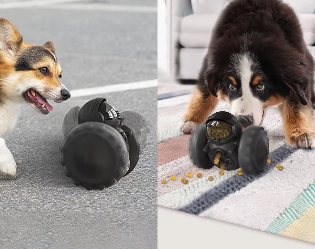 MewaJump Dog Puzzle Toys Rubber Chew Toys,Treat Food Dispensing Toy for Teeth Cleaning Dog Ball Toy Interactive Enrichment Toys for Puppy, Small, Medium, Large Breeds