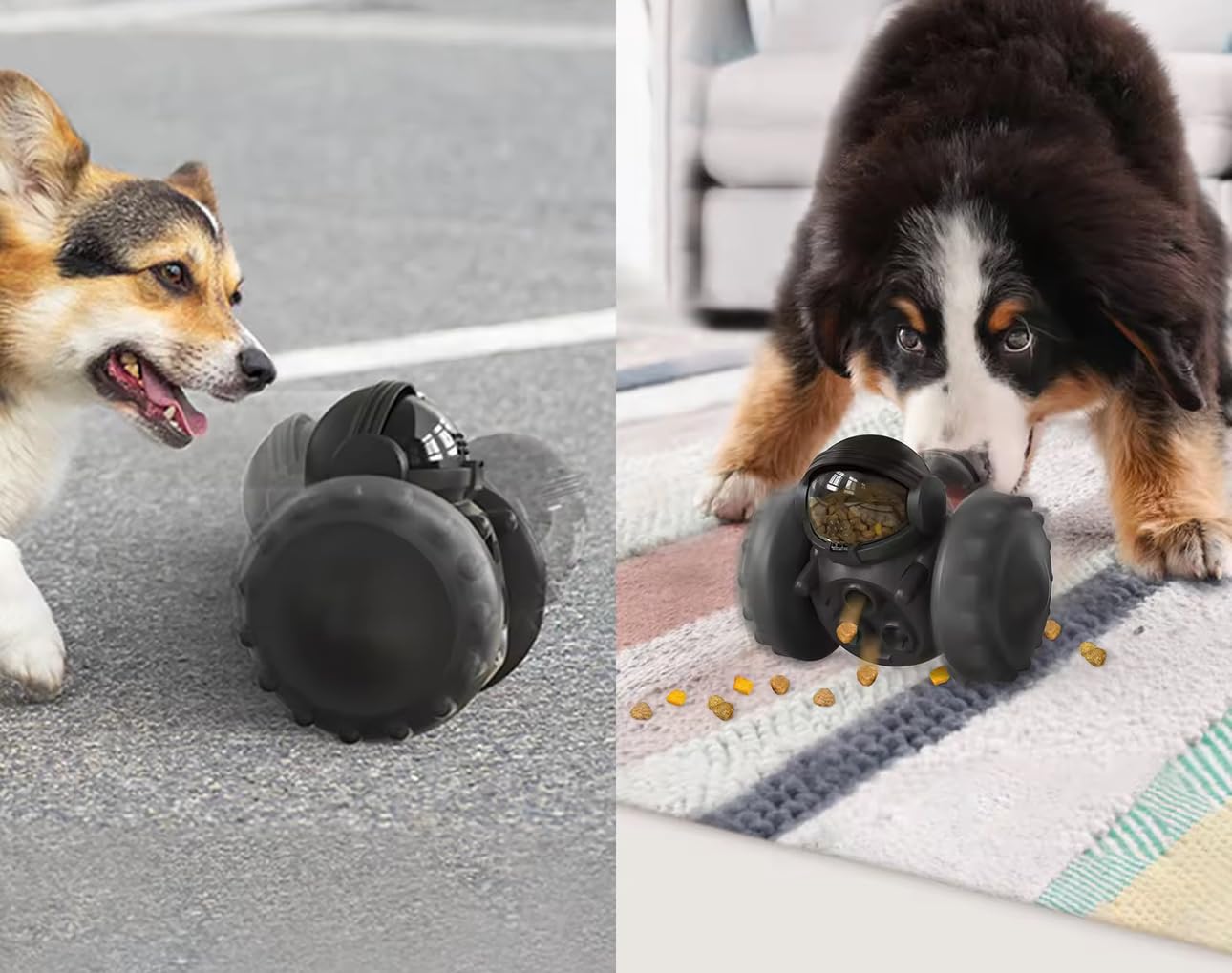 MewaJump Dog Puzzle Toys Rubber Chew Toys,Treat Food Dispensing Toy for Teeth Cleaning Dog Ball Toy Interactive Enrichment Toys for Puppy, Small, Medium, Large Breeds