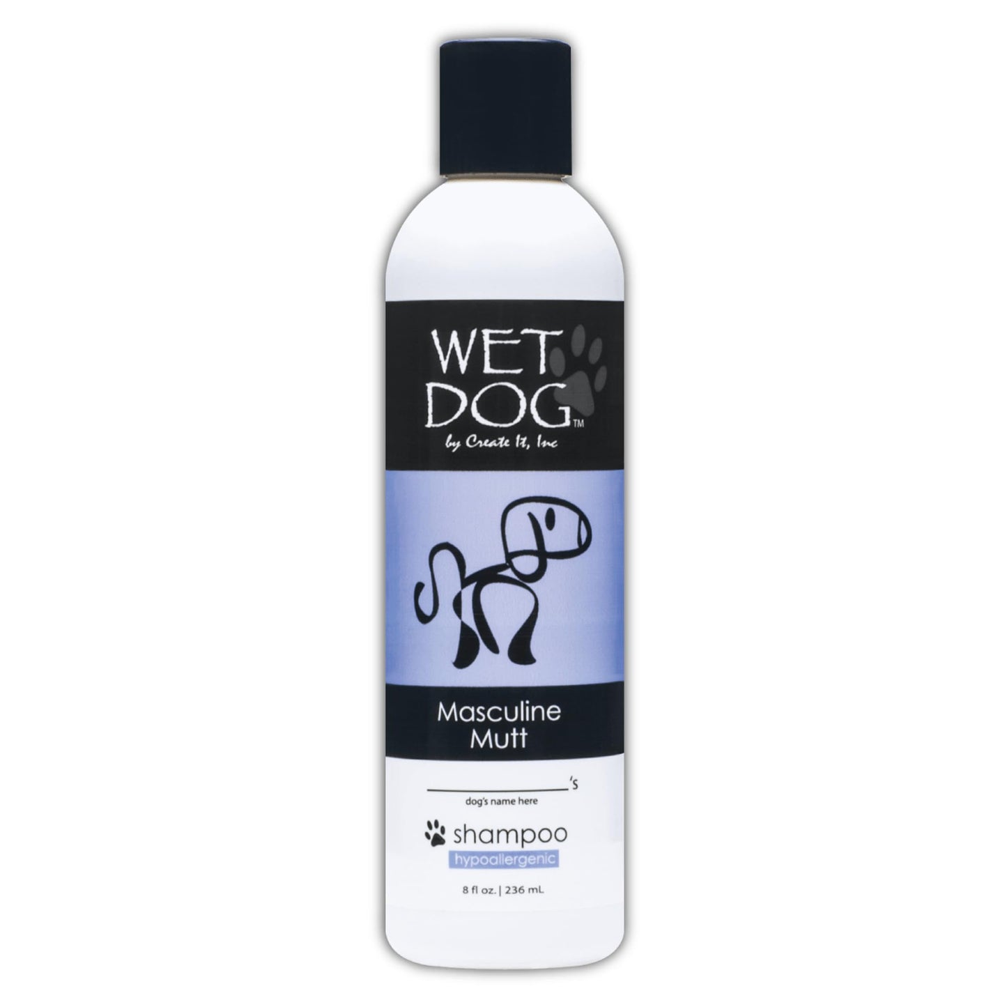 Wet Dog Masculine Mutt All-Natural Organic Oatmeal Sensitive Skin Shampoo for Male Dogs, Moisturizing Detangling Deshedding - 8 Ounce