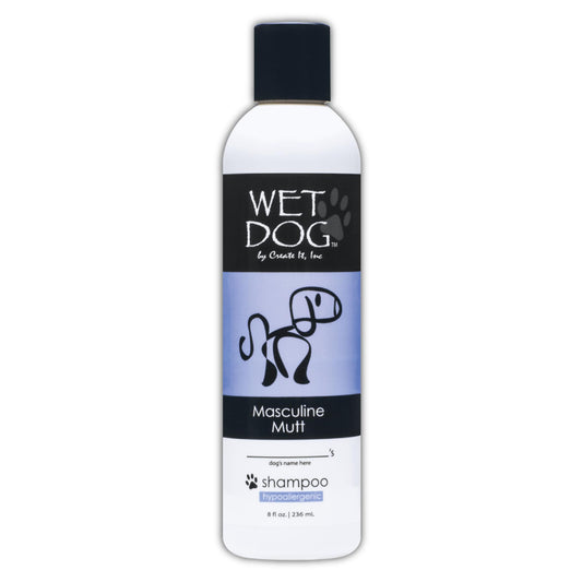 Wet Dog Masculine Mutt All-Natural Organic Oatmeal Sensitive Skin Shampoo for Male Dogs, Moisturizing Detangling Deshedding - 8 Ounce