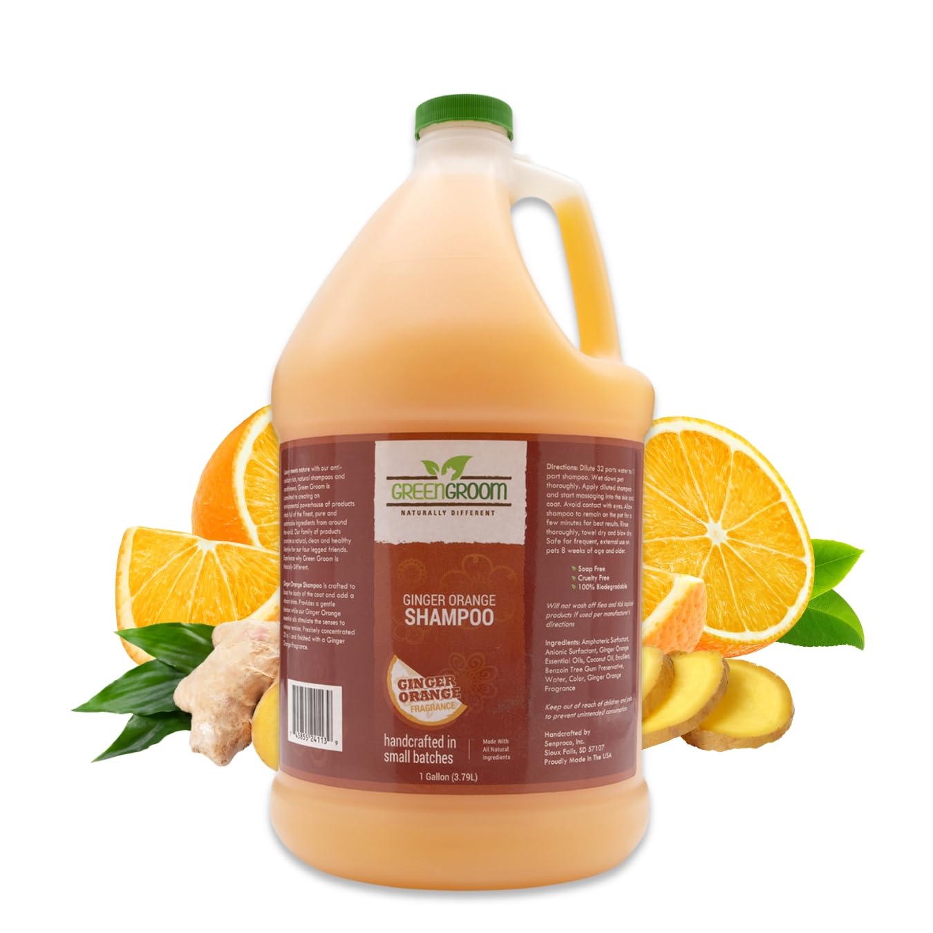 Green Groom Ginger Orange Aromatherapy Dog Shampoo, 1 Gallon | All Natural Ingredients, Ginger Orange Essential Oils, Adds Vibrant Shine, Calming and Relieves Tension