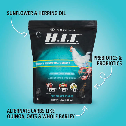 ARTEMIS Premium H.I.T. Chicken & Lobster Dry Dog Food for Medium & Large Breed Dogs (25 Lbs)