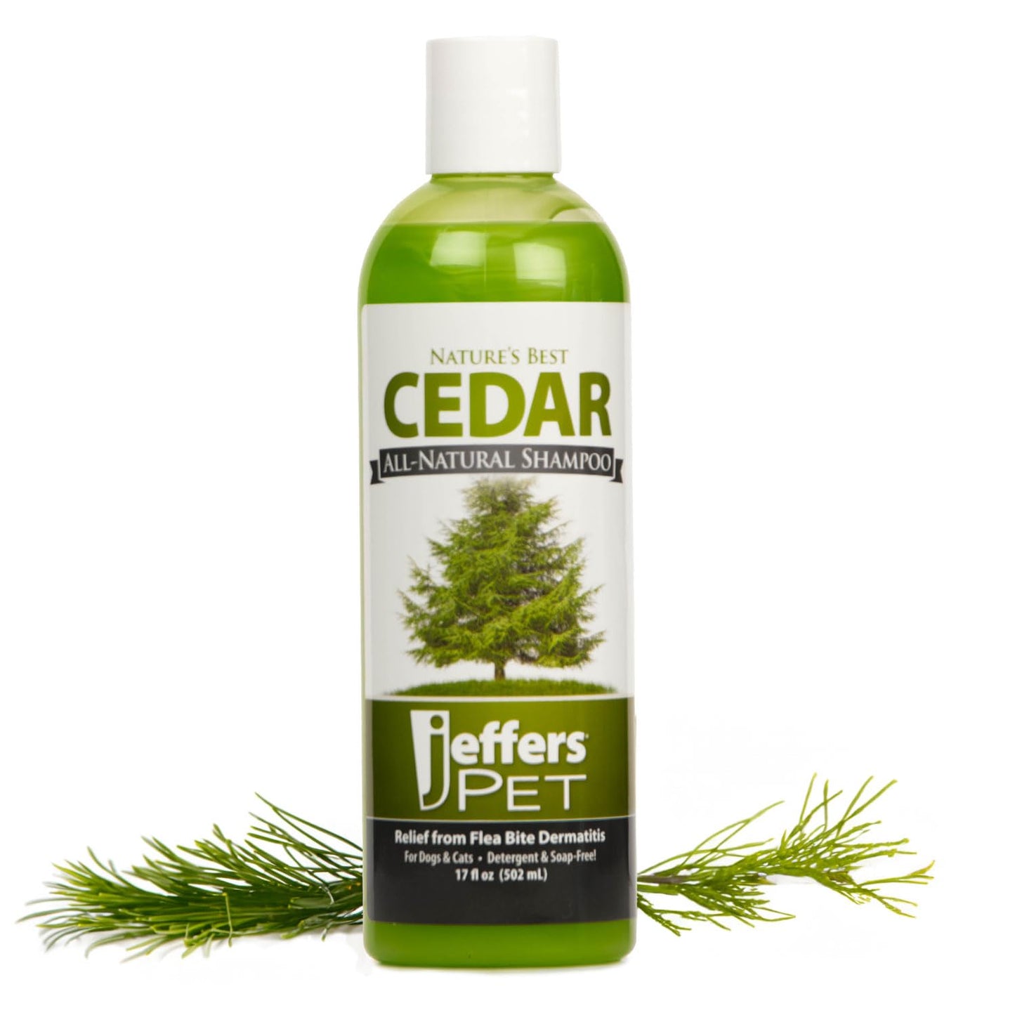 Jeffers Pet Nature's Best Cedar Shampoo for Dogs & Cats – Natural Detergent & Soap Free Formula with Cedarwood Oil, Eucalyptus & Aloe – Moisturizing, Deodorizing, Fresh Coat – 17 oz