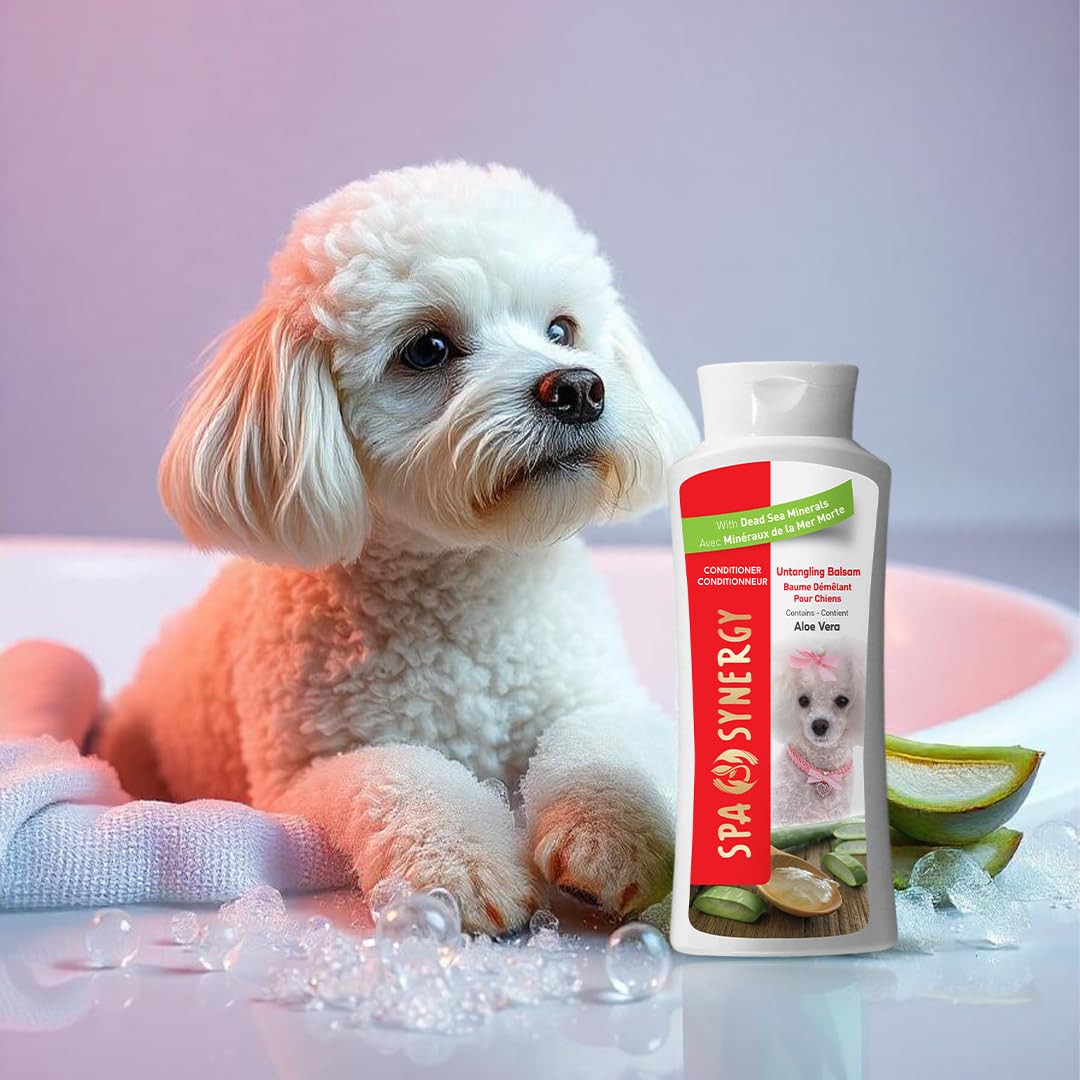 Spa Synergy Pet Dog Conditioner Natural Dead Sea Mineral Rich, Aloe Vera, Moisturizing, Extra Softening, Increase Hydration, Conditions & Detangles - Untangling Balsam - (1) Bottle 16.5 FL OZ