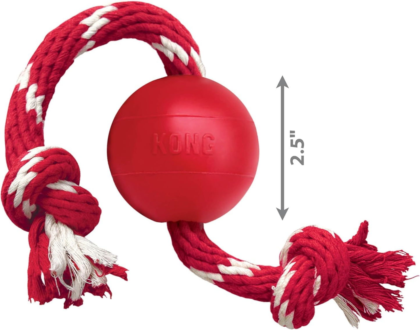 KONG Ball with Rope - Durable Fetch Toy with Rope for Easy Throwing - For Tug, Playtime & More - Natural Rubber - Red - For Small Dogs