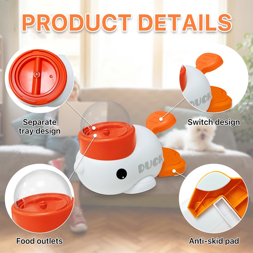 Dog Slow Feeder Puzzle Toy, 2-in-1 Interactive Duck Shaped Puppy Treat Feeding Food Dispenser Mental Stimulation Toys for Small & Large Cats Dogs