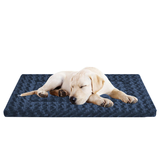 WITTOP Washable Dog Bed Plush Orthopedic Outdoor Crate Mat with Non-Slip Bottom,Luxe Soft Kennel Pad for Pets, Cozy Cage Cushion & Pet Sleeping Mattress Large Sized,Medium,Small Dogs,30 x 20 inch,Blue