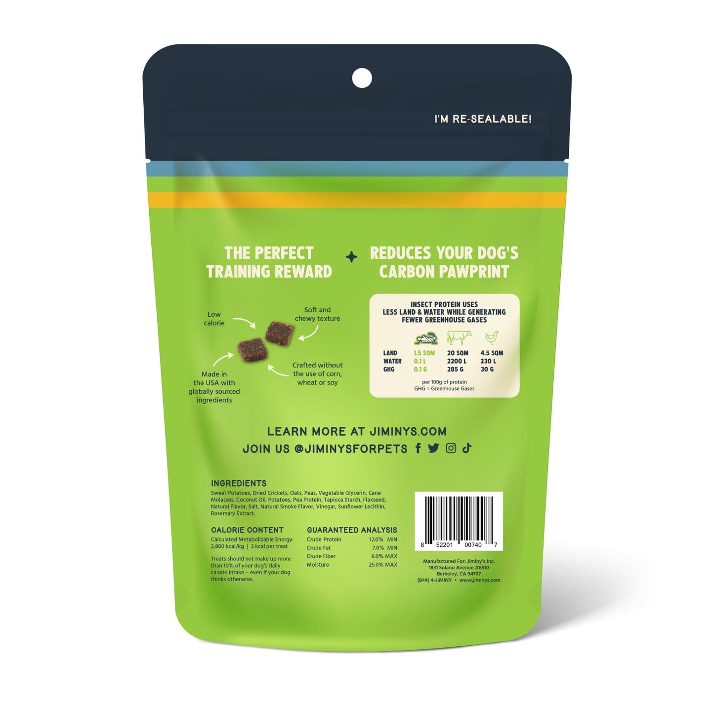 Jiminy's Chewy Cricket Dog Training Treats, Low Calorie, Hypoallergenic, 6oz, Sweet Potato & Pea (Pack of 1)