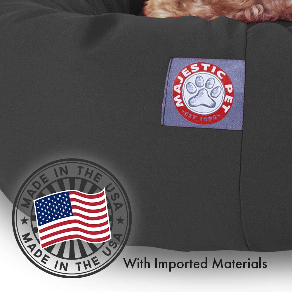 Majestic Pet 52 Inch Poly-Cotton Sherpa Calming Dog Bed Washable – Cozy Soft Round Dog Bed with Spine for Head Support - Fluffy Donut Dog Bed 52x35x11 (inch) – Round Pet Bed X- Large - Gray