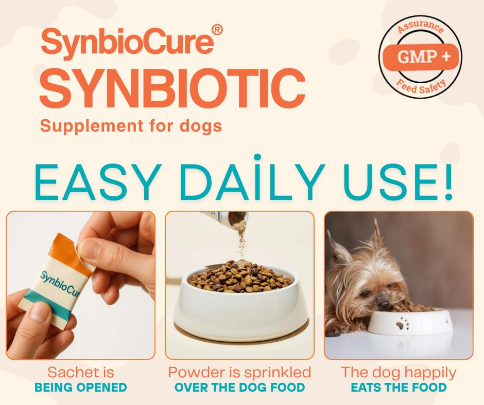 Synbiocure I Probiotics & Prebiotics for Dogs I Powder Dog Supplement I Digestive Health Support I 200 Billion Bacteria Per Sachet I 30 Sachets*2 g