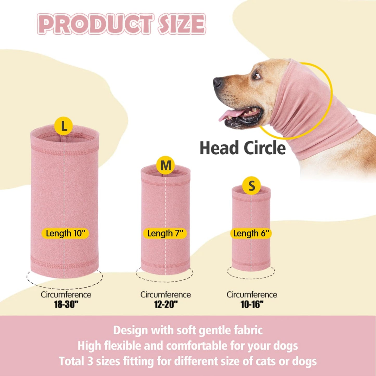 PAPIAMEN Dog Calming Hoodie Head Wrap,No Shake Anxiety Relief Quiet Thunder Vest for Dogs,Ear Protection Head Muffs for Grooming,Pet Covers for Fireworks,Vet Visits,Bathing,Pink,M