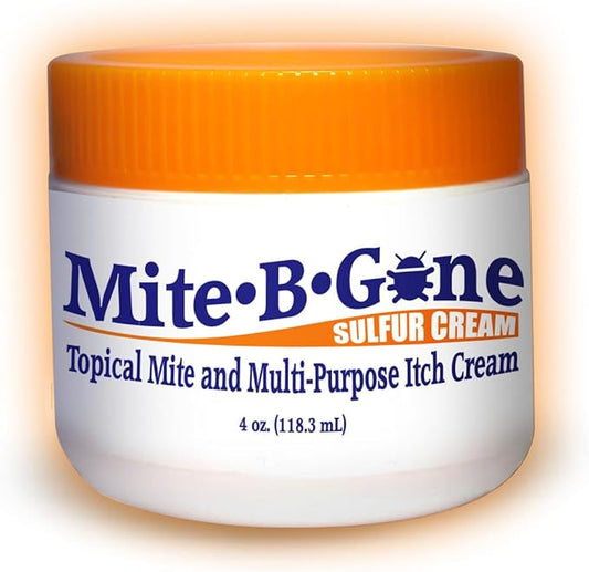 Mite Cream & Bite Relief - 10% Natural Blend Sulfur Cream for Multi-Purpose Bites, Redness, Itching, & Irritation | Safe for Kids and Adults | Fast & Effective for All Skin Types| 4 oz