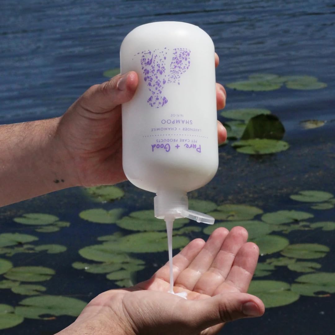 Pure + Good - Lavender + Chamomile Shampoo and Conditioner Set, Soothing Lavender and Herbaceous Chamomile, Formulated for All Pets, Gentle and Cleansing, Made in The USA, Cruelty Free, 16 fl oz