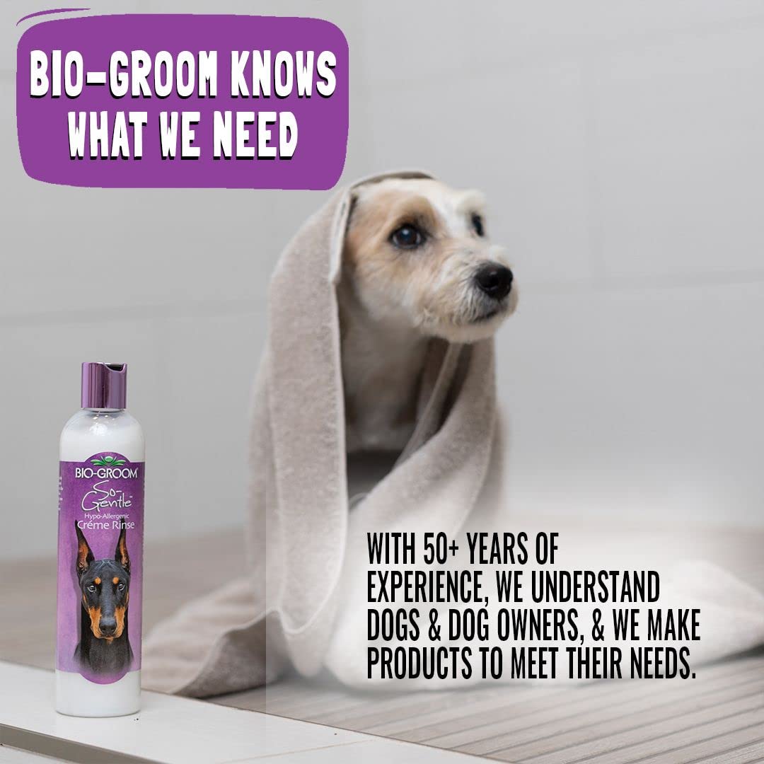 Bio-Groom So-Gentle Hypoallergenic Dog Conditioner – Tearless, Cat & Dog Bathing Supplies, Puppy Wash for Gentle Skin, Cruelty-Free, Made in USA, Tear-Free Dog Products – 12 fl oz 1-Pack