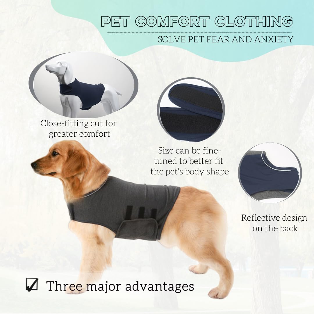 LAROTSUBA Dog Anxiety Relief Calming Vest,Dog dnxiety Jacket,Dogs Calming Vest Wrap for Thunderstorm,Travel, Fireworks,Separation Anxiety Relief for Dogs(Blue XL)