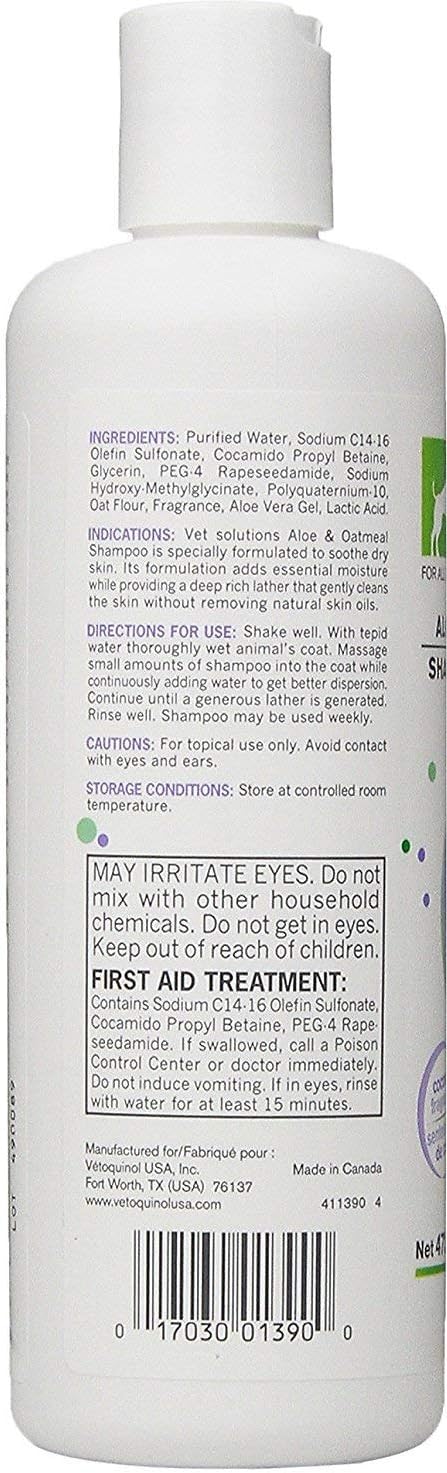 Vet Solutions for Itchy, Dry Skin Aloe & Oatmeal Soap-Free Dog & Cat Shampoo, 16 oz