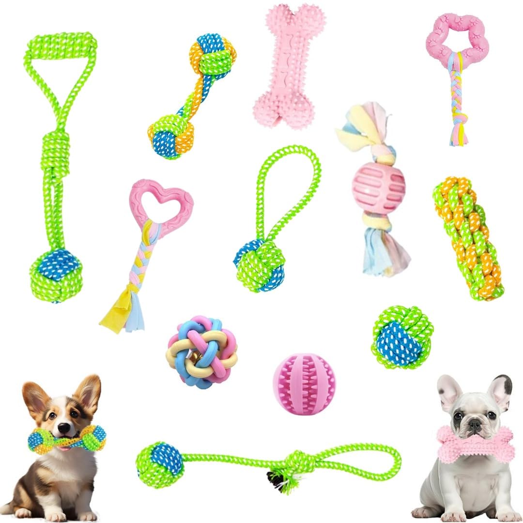 Bambinom Puppy Chew Toys, 12 Pack Puppy Teething Toys for Small Breed