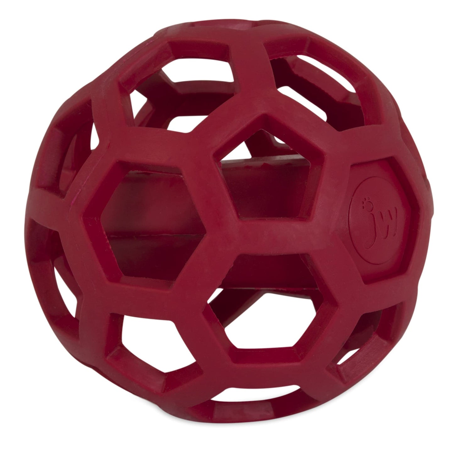 JW Pet HOL-ee Giggler Dog Toy Puzzle Ball, Natural Rubber, Medium (4.5 Inch Diameter), Red (Pack of 2)