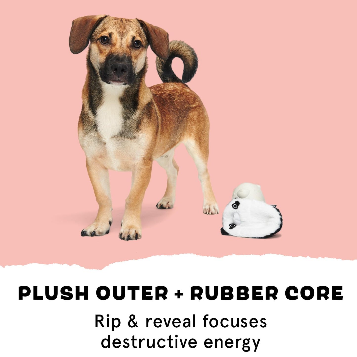 Barkbox Super Chewer Tough Dog Chew Toys for Aggressive Chewers, Plush 2 Toys in 1 (Panda - Large)