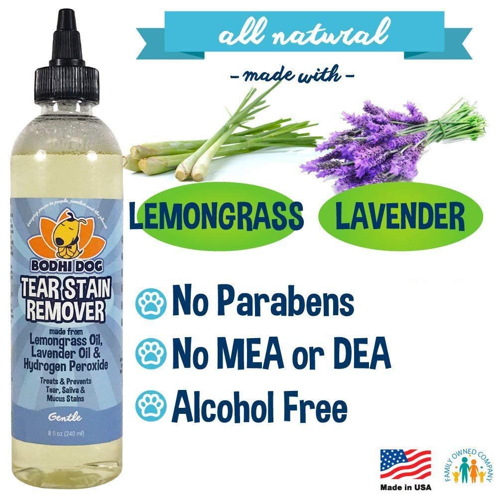 Bodhi Dog Tear Stain Remover - Removes Tears, Saliva & Mucus Stains from Dogs & Cats - Gentle, Natural Solution for Sensitive Fur & Coats, Alcohol-Free, Made in USA (8 Fl Oz)