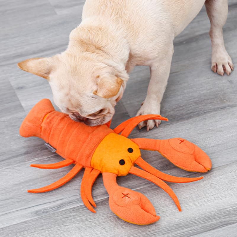 NOLITOY Lobster Dog Snuffle Toy, Interactive Pet Cute Squeaky Puppy Chew Toy for Small Middle Big Dog