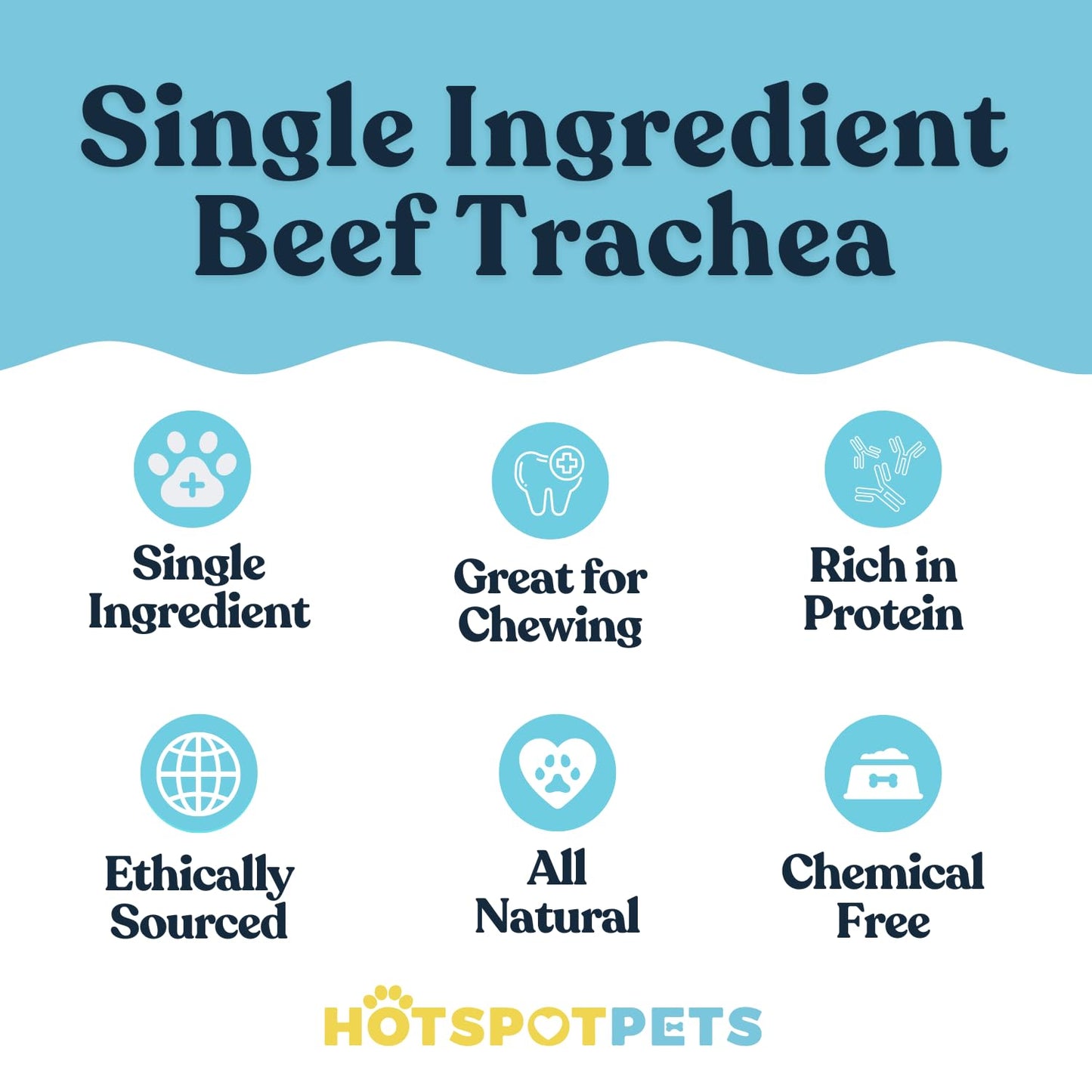 hotspot pets Premium Beef Trachea for Dogs 6" Strips Split - (40 Pack) All Natural Grass-Fed Beef Dog Chews, Rich in Glucosamine Chondroitin for Joint Health, Single Ingredient No Rawhide Dog Treats
