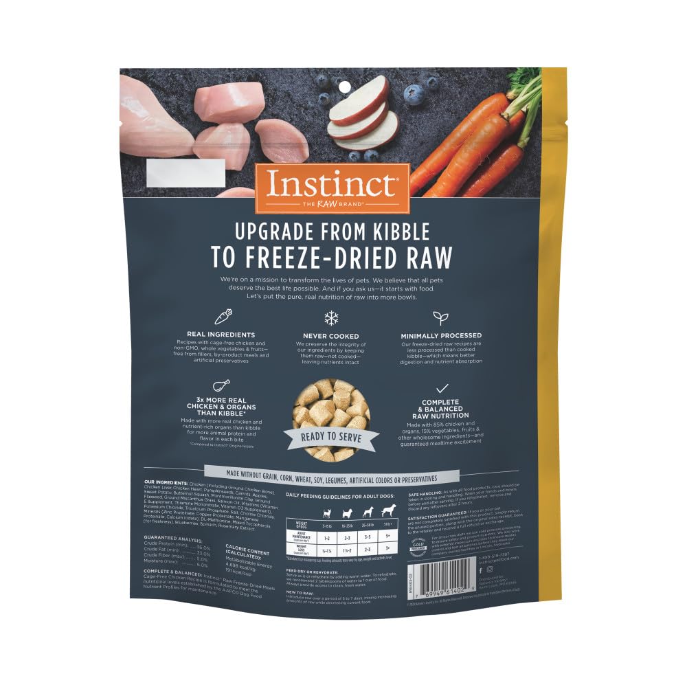 Instinct Freeze Dried Raw Meals, Natural Dry Dog Food, Grain Free - Cage Free Chicken, 25 oz. Bag